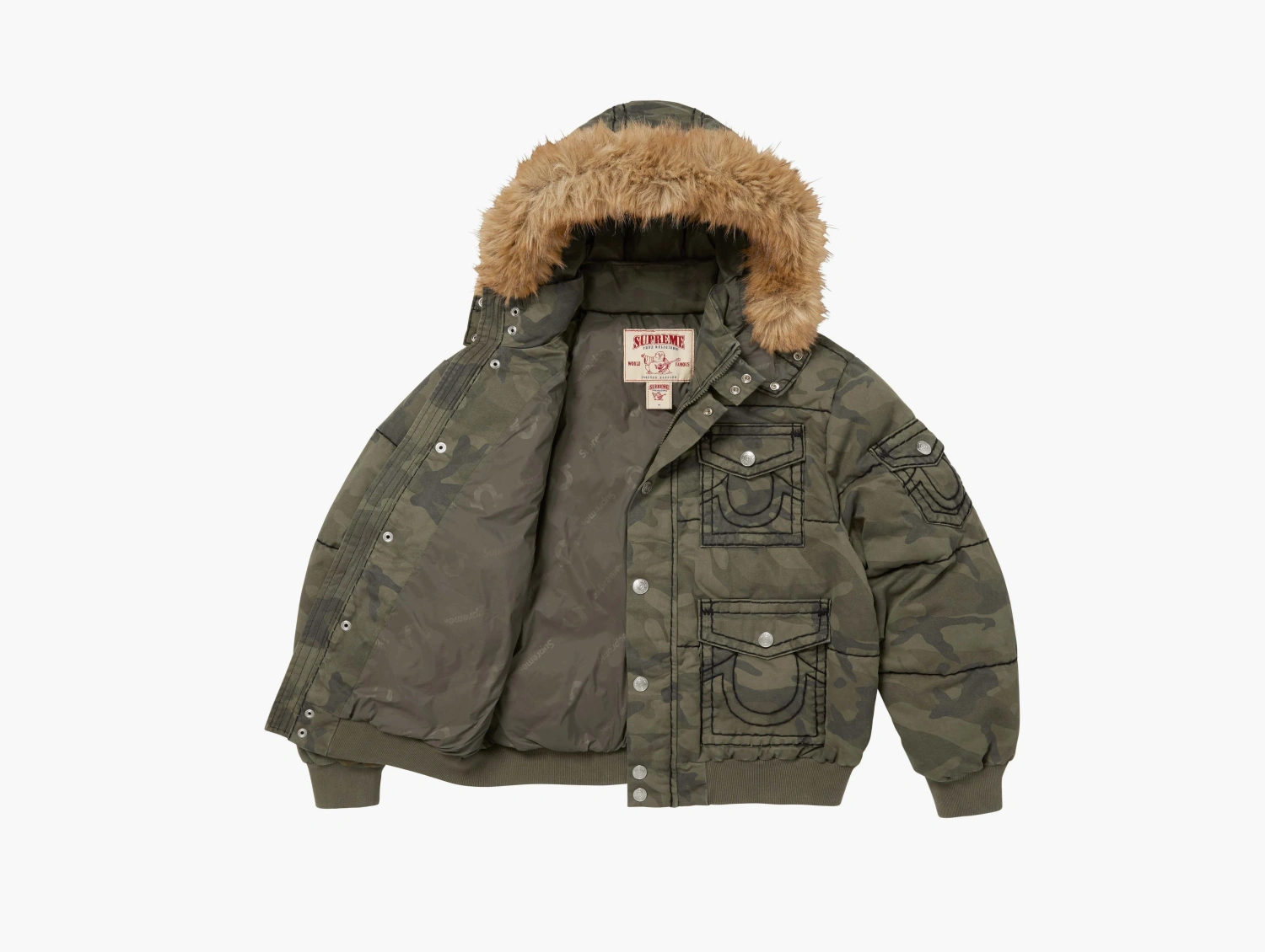 Supreme x True Religion Puffer Jacket Olive Camo 