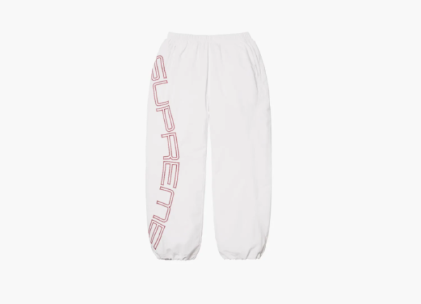 Supreme  Spellout Embroidered Track Pant  White 