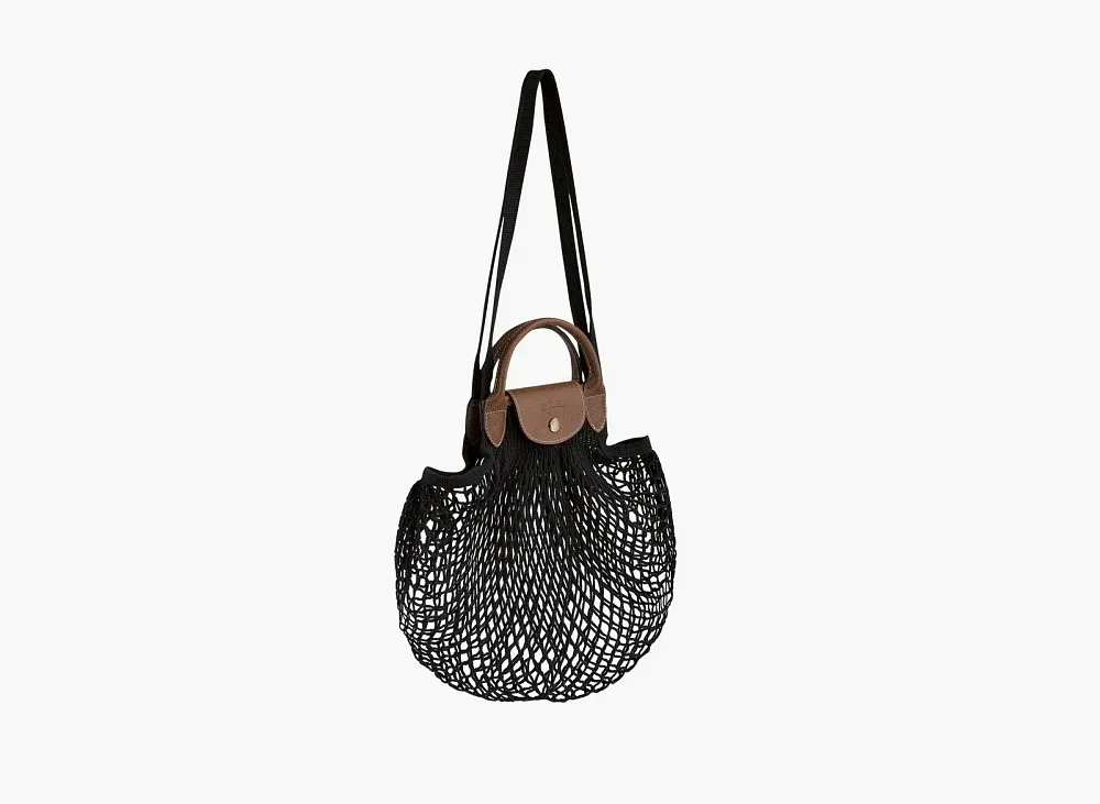 Longchamp Le Pliage Filet Top Handle Bag  Black
