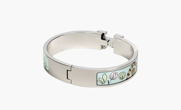 Hermes Clic H Les Leopards bracelet Silver  Hermes Clic H Les Leopards bracelet Silver