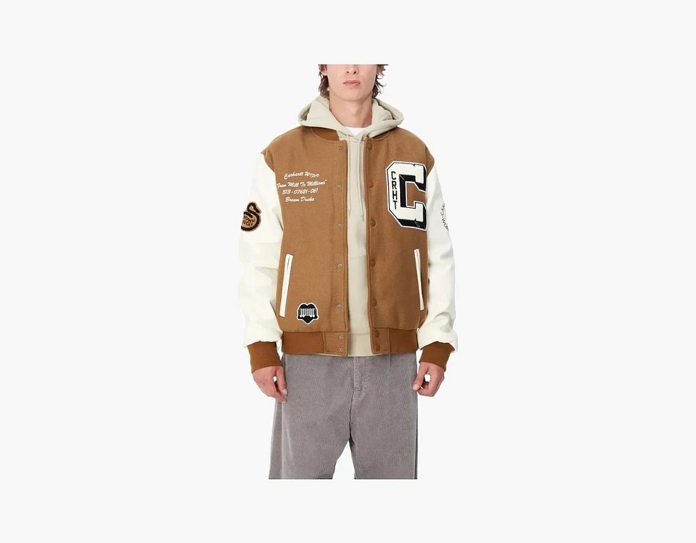 Carhartt WIP Letterman Varsity Jacket Brown