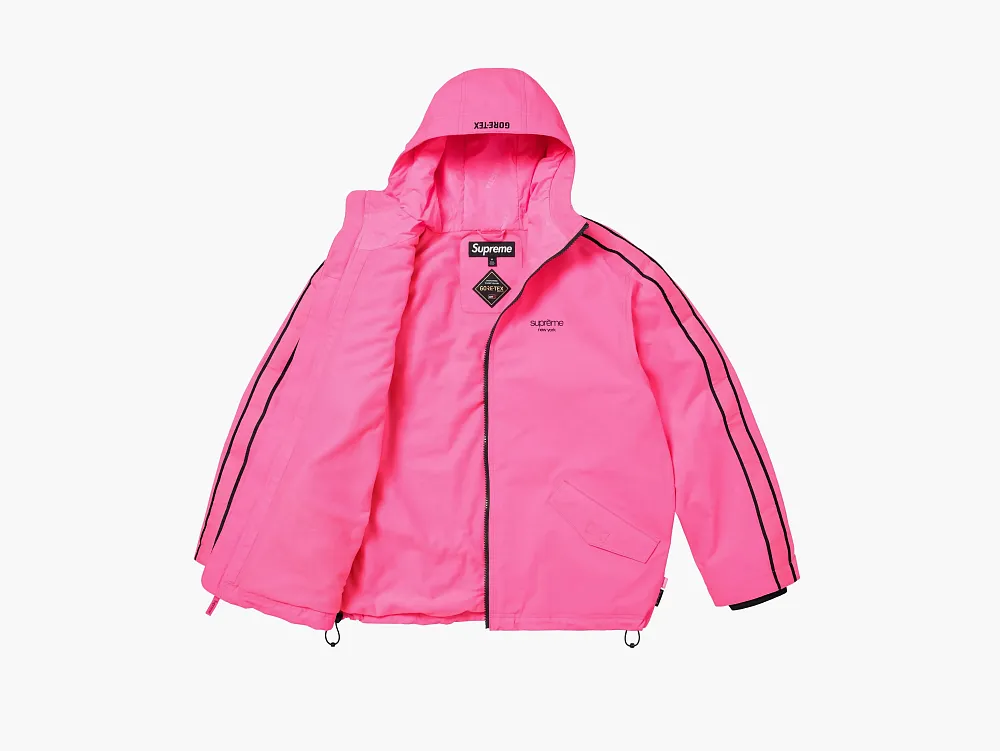 Supreme GORE-TEX Stripe Hooded Jacket Fluorescent Pink