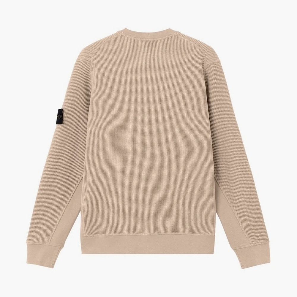 Stone Island Organic Cotton Waffle Fleece Crewneck Sweatshirt Desert