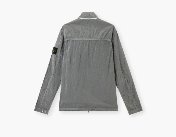 Stone Island Nylon Metal In Econyl Overshirt with Pocket and Two-Way Zip Pearl Grey  Stone Island Nylon Metal In Econyl Overshirt with Pocket and Two-Way Zip Pearl Grey