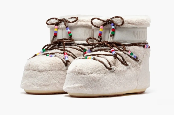 Moon Boot Icon Low Cream Faux-Fur Beads 