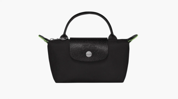 Longchamp Le Pliage Green Handle Pouch Black 