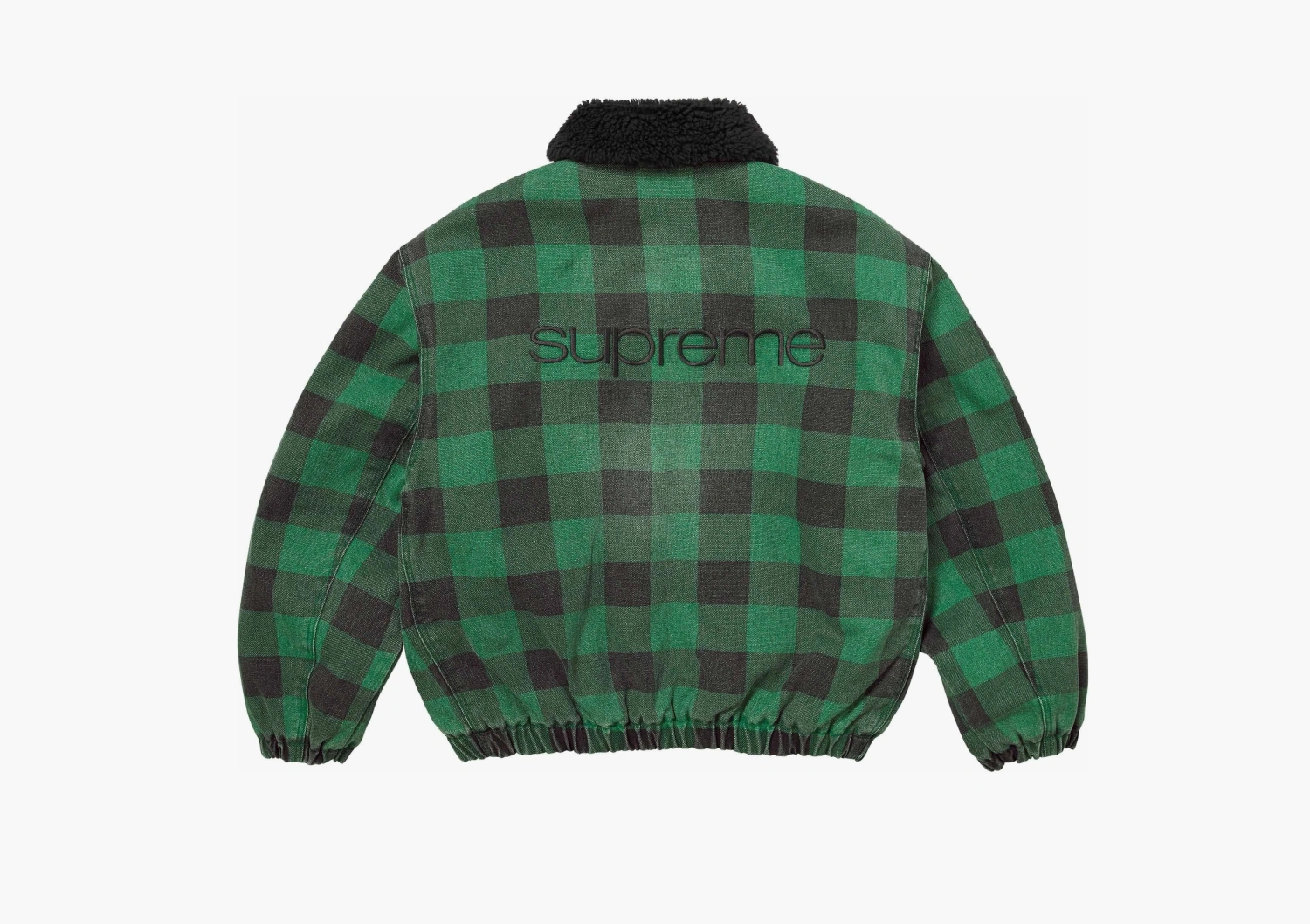 Supreme Faux Shearling Lined Bomber Jacket Plaid 