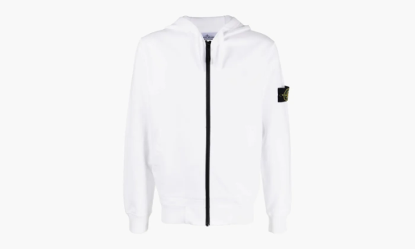 Stone Island Brushed Cotton Full Zip Hoodie White 
