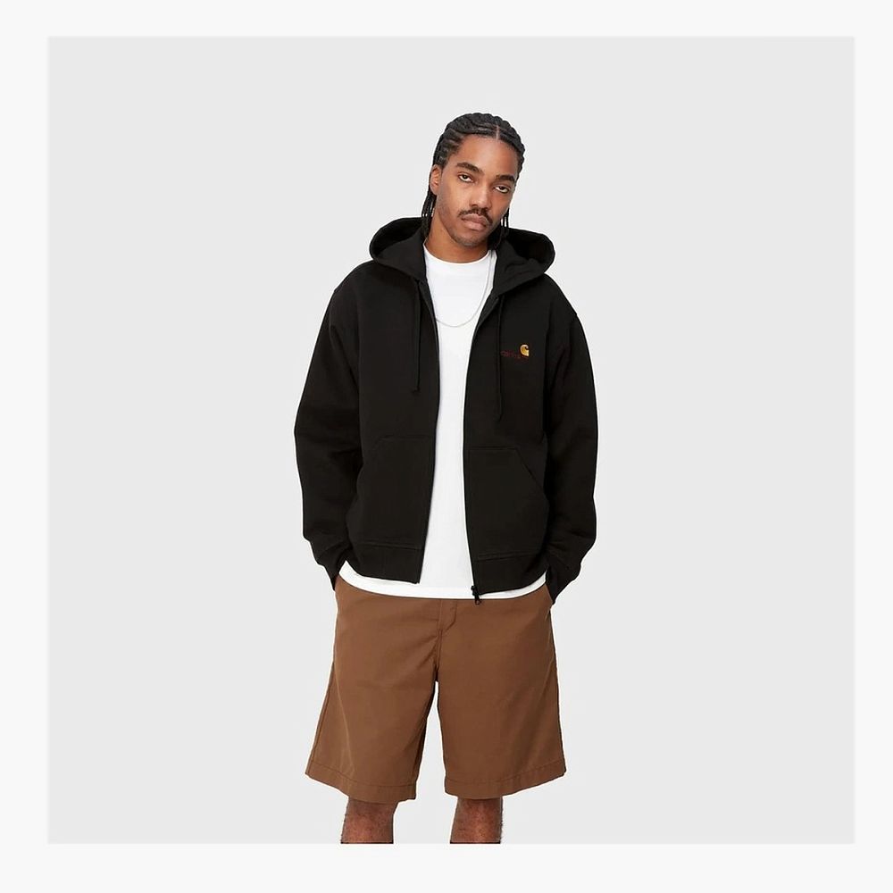 Carhartt WIP Hooded American Script Zip Jacket Black