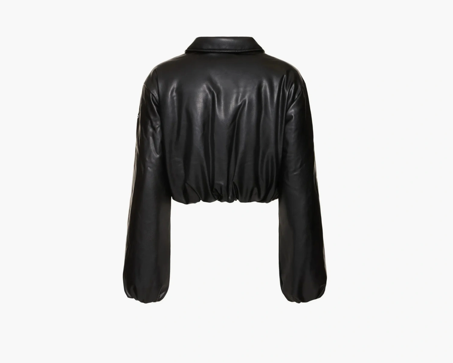 Alo Yoga Faux Leather Cropped Premier Bomber Black 