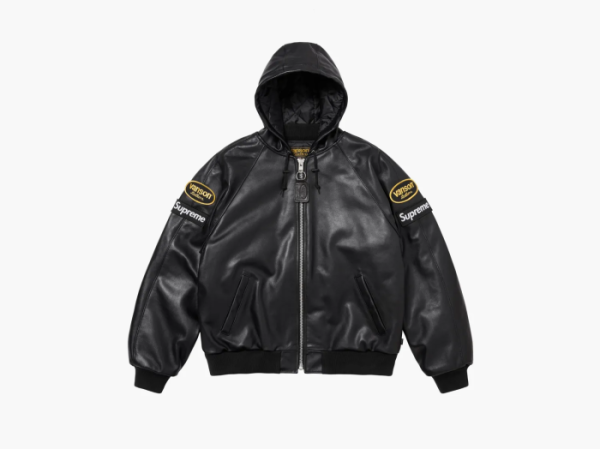 Supreme x Vanson Leathers Hooded Work Jacket Black 