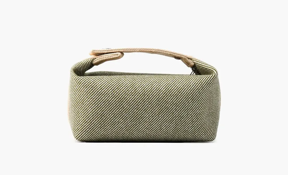 HERMES  Bride a Brac Wool Twill Handbag Toiletry Bag Green