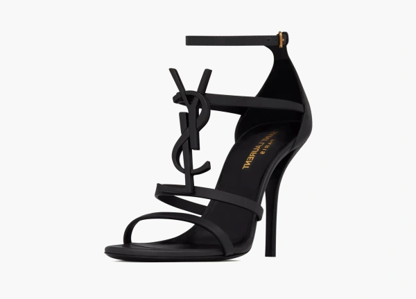 Saint Laurent Cassandra Sandals In Smooth Leather Black 