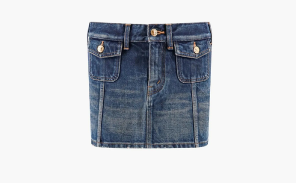 Celine Mini Skirt In Dark Union Wash Denim 