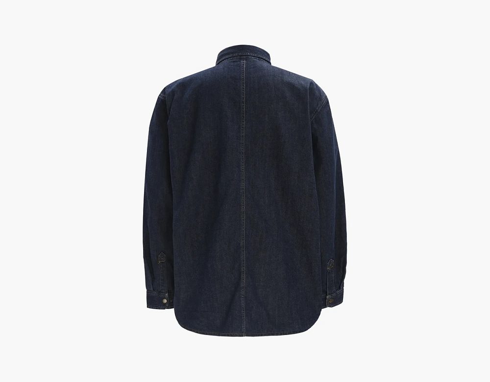 Carhartt 105605 DENIM FLEECE LINED SNAP-FRONT SHIRT JAC Glacier logo RELAXED FIT