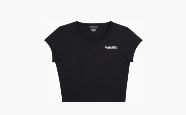 orty & Rich Club Logo Cropped Active T-Shirt WMNS Black/White 
