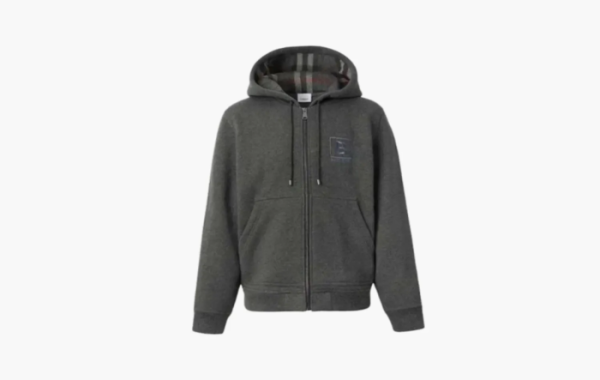 Burberry Letter Graphic Cotton Blend Hoodie Charcoal Grey 