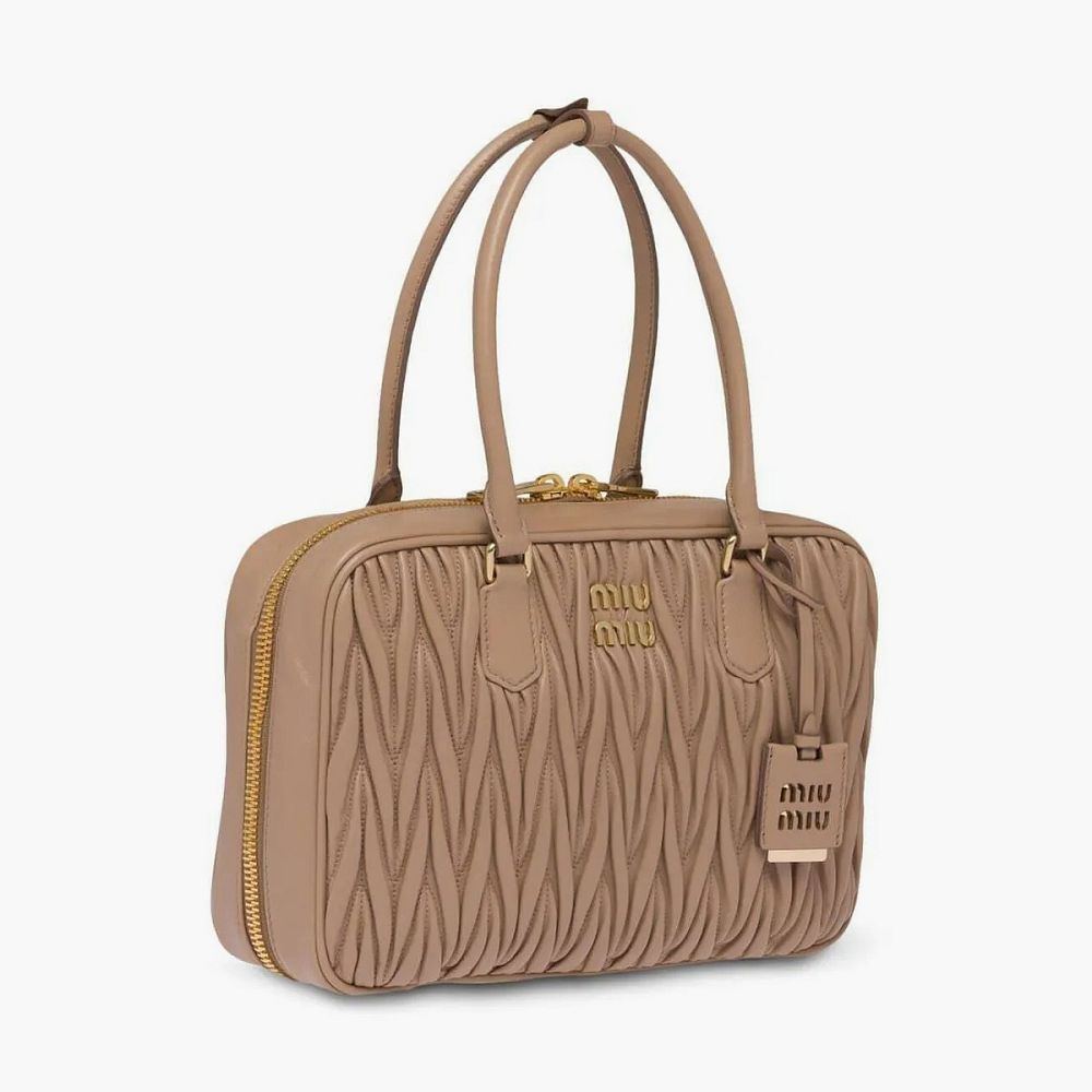 Miu Miu Matelassé Nappa Leather Arcadie Bag Sand Beige