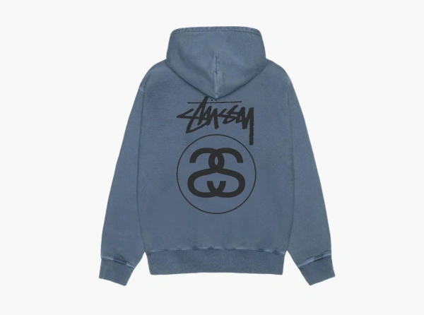 Stussy Stock Link Zip Hoodie Pigment Dyed Navy Blue 