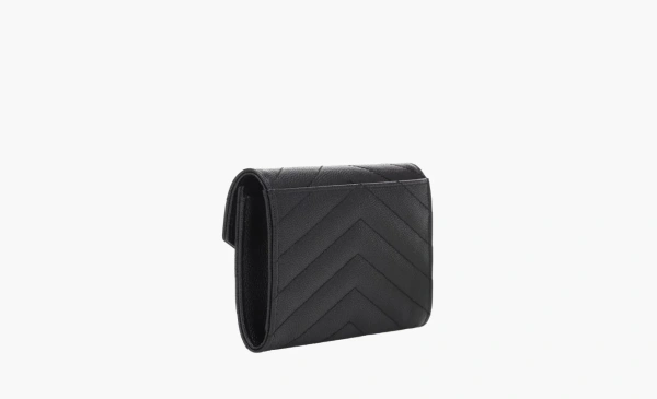 Saint Laurent Cassandre Grain De Poudre Envelope Wallet Small Noir 