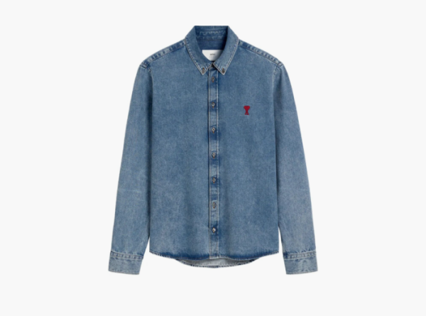 Ami Paris Buttom-Down Shirt Blue  Ami Paris Buttom-Down Shirt Blue