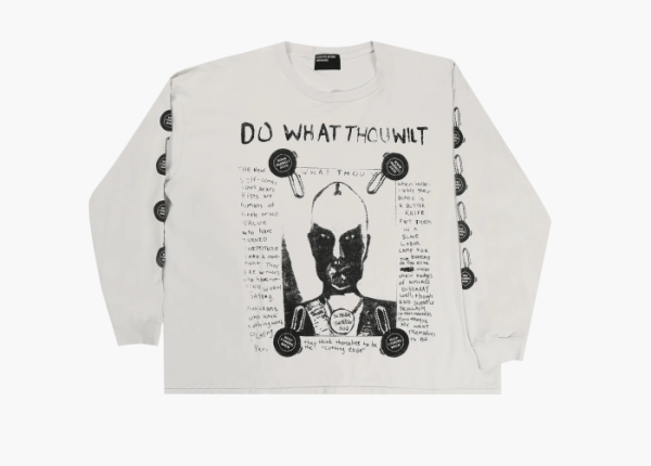 Enfants Riches Déprimés Do What Thou Wilt Long-Sleeve T-Shirt Faded White  Enfants Riches Déprimés Do What Thou Wilt Long-Sleeve T-Shirt Faded White