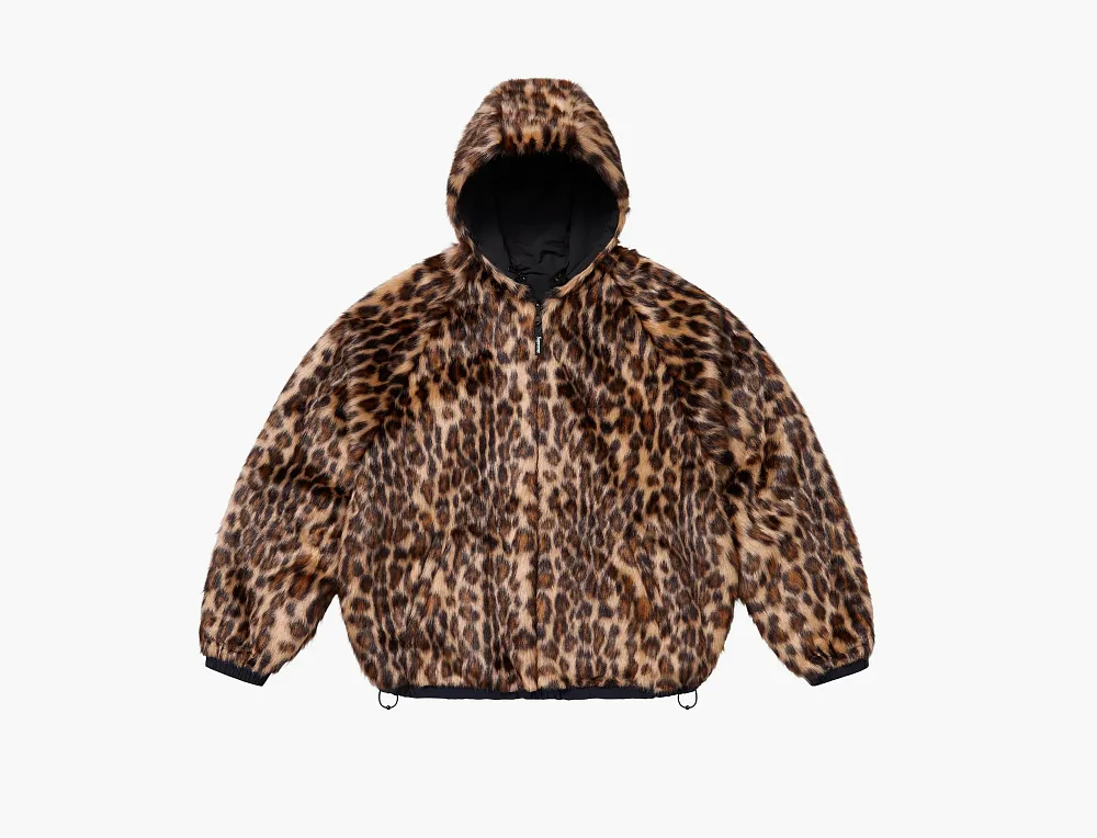 Supreme Faux Fur Reversible Hooded Track Jacket  Black
