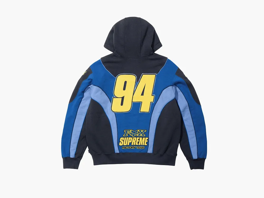 Supreme x Fox Racing Zip Up Hooded Sweatshirt Navy