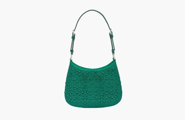 Prada Cleo Satin Bag Crystals Green 