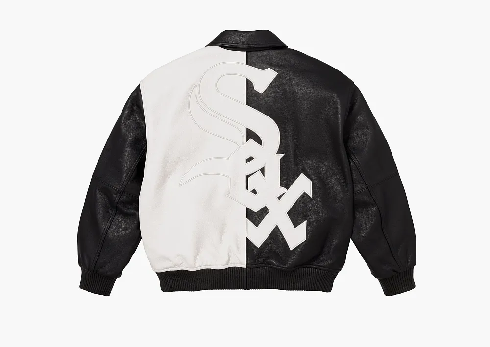 Supreme x Chicago White Sox Leather Varsity Jacket Black