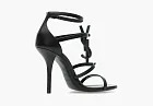 Saint Laurent Cassandra Sandals In Smooth Leather Black