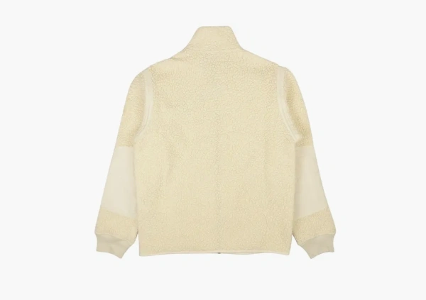 Stone Island Logo Embroidered Zipped Fleece Jacket Off White 