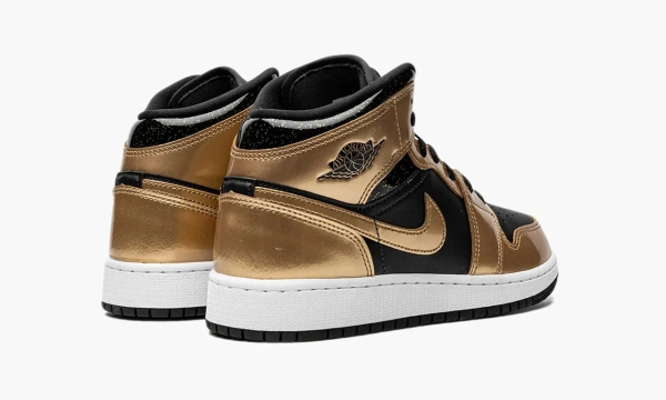 Air Jordan 1 Mid SE GS Metallic Gold Black 