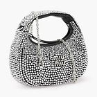 Miu Miu Wander Satin And Silk Mini Hobo Bag With Syntentic Crystals Black