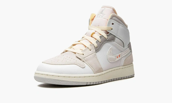 Air Jordan 1 Mid SE GS Craft Inside Out White Grey 
