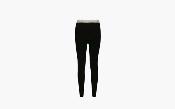 Sporty & Rich Serif-logo Ribbed Leggings Black 