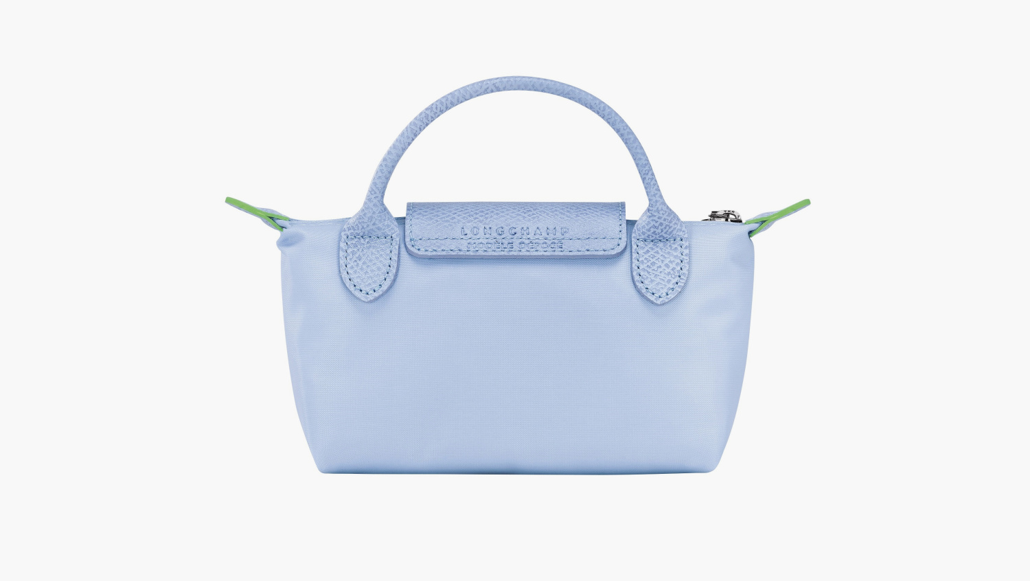 Longchamp Le Pliage Green Handle Pouch "Sky Blue" 