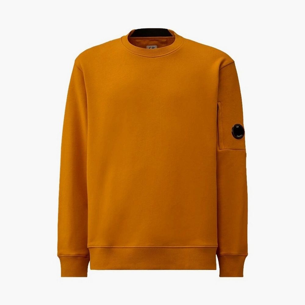 C.P. Company Diagonal Raised Fleece Crewneck Lens Sweatshirt Desert Sun - Orange