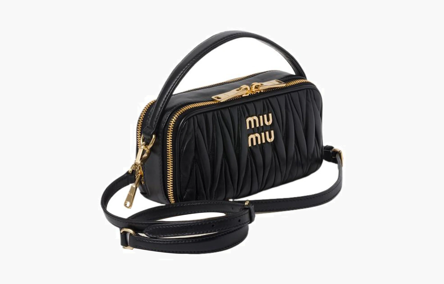 Miu Miu Matelasse Nappa Leather Shoulder Bag "Black" 