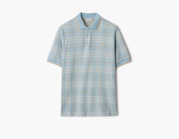 Burberry Check Cotton Polo Shirt Fog  Burberry Check Cotton Polo Shirt Fog