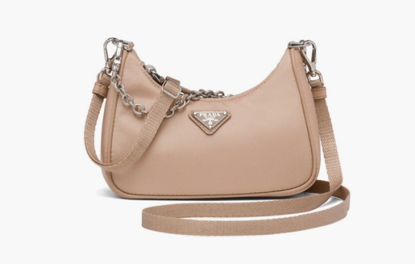 Prada Re-Edition Nylon Mini Shoulder Bag Cameo Beige 