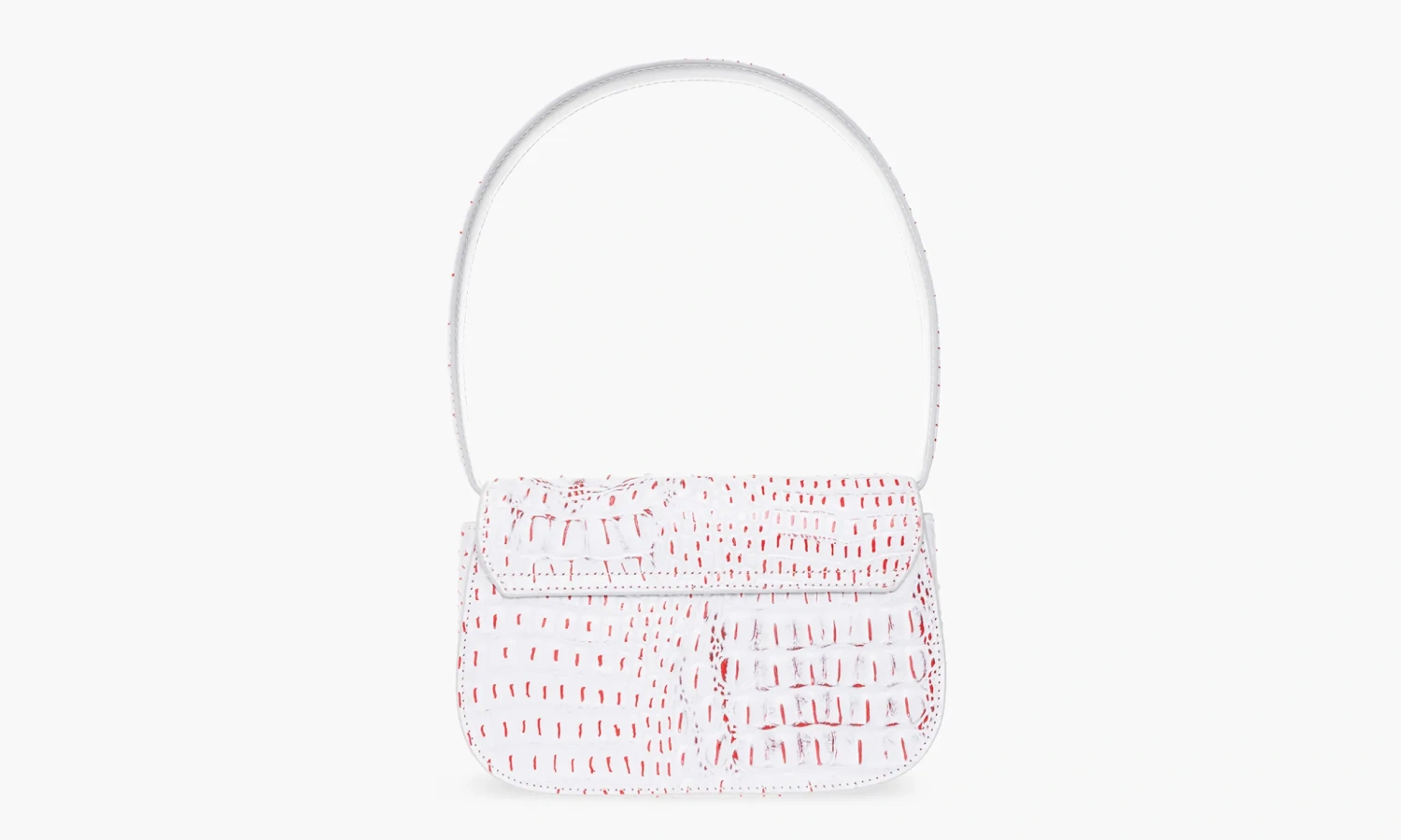 Diesel 1DR Shoulder Bag Croc-print White 
