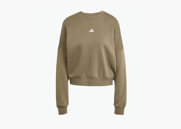 Adidas Essentials Small Logo Feelcozy Sweatshirt Olive Strata / White  Adidas Essentials Small Logo Feelcozy Sweatshirt Olive Strata / White