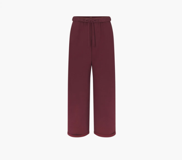 Skims Cotton Fleece Straight Leg Pant Oxblood 
