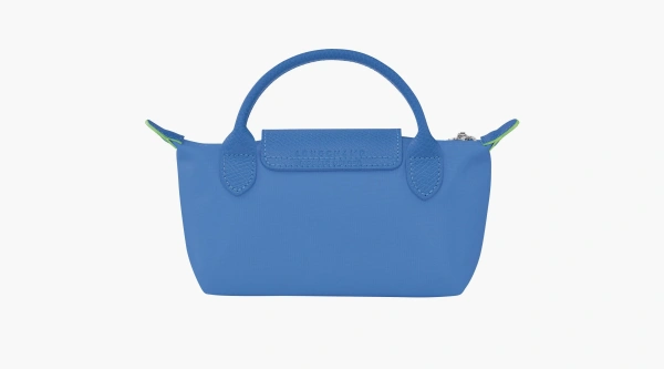 Longchamp Le Pliage Green Handle Pouch Cornflower 