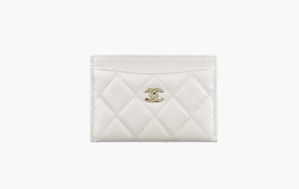 Chanel СС Mini Logo Calfskin Leather Cardholder White 