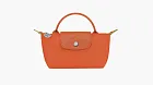 Longchamp Le Pliage Green Handle Pouch Orange Carrot