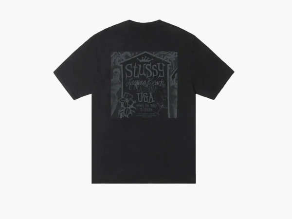 Stussy Beach House Tee Pigment Dyed Black  Stussy Beach House Tee Pigment Dyed Black