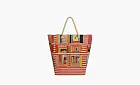 Hermès From My Window Canvas Beach Bag Handbag Orange & Multicolor