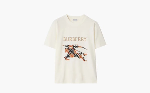 Burberry Cross Stitch EKD​ Cotton T-shirt in Chalk White 